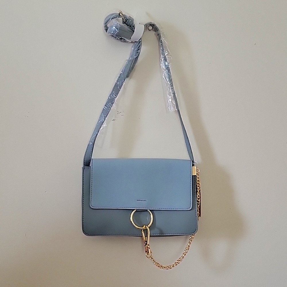 Blueish gray cross body purse